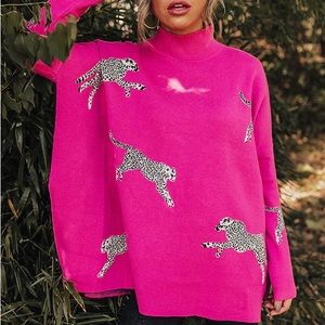 Small Hot Pink Cheetah Sweater 🐆